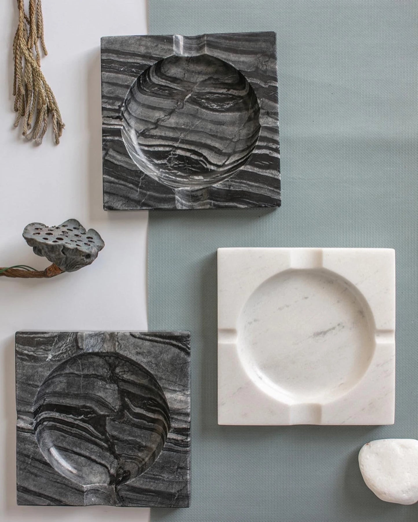 A stylish square marble ashtray