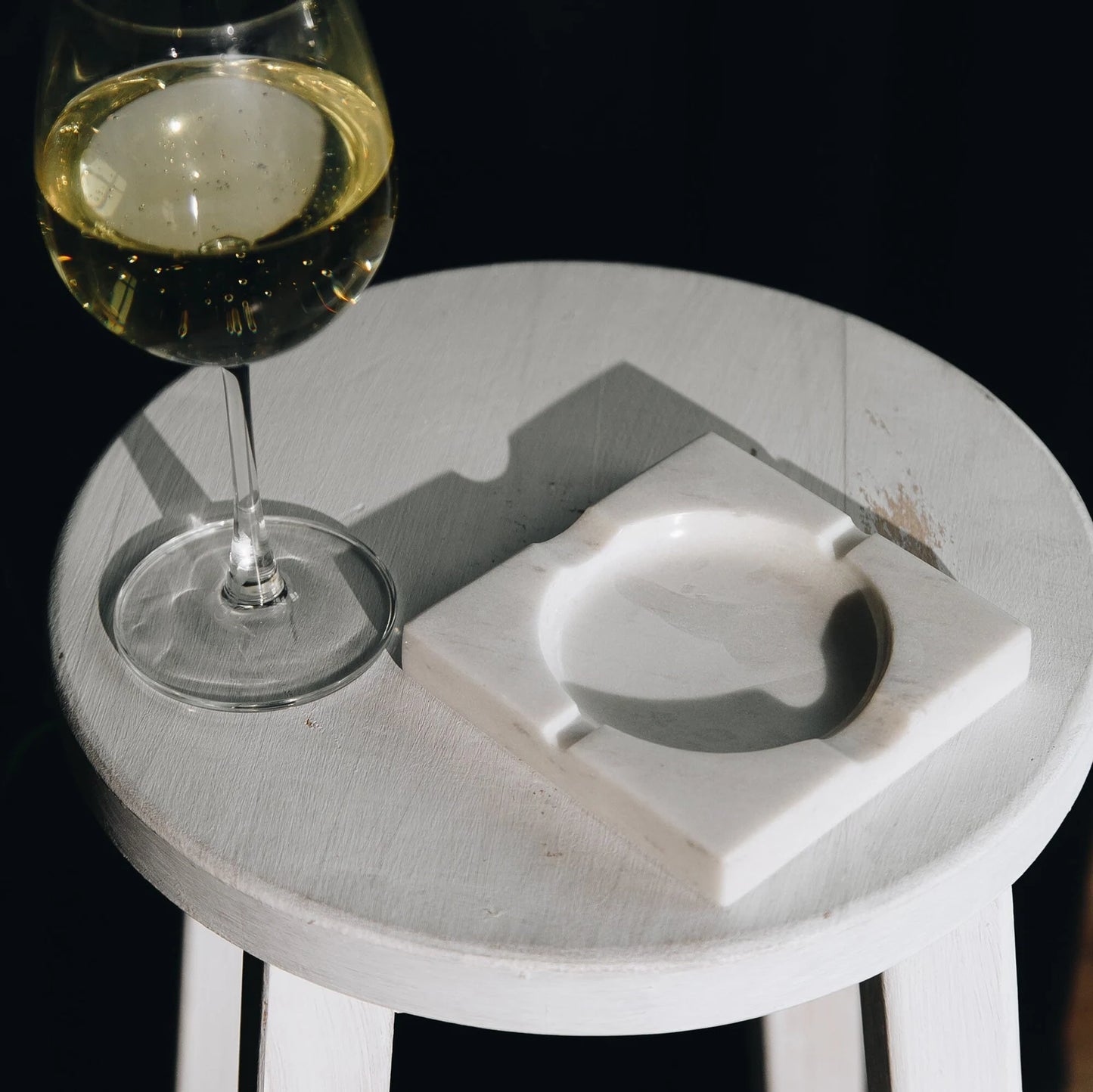 A stylish square marble ashtray