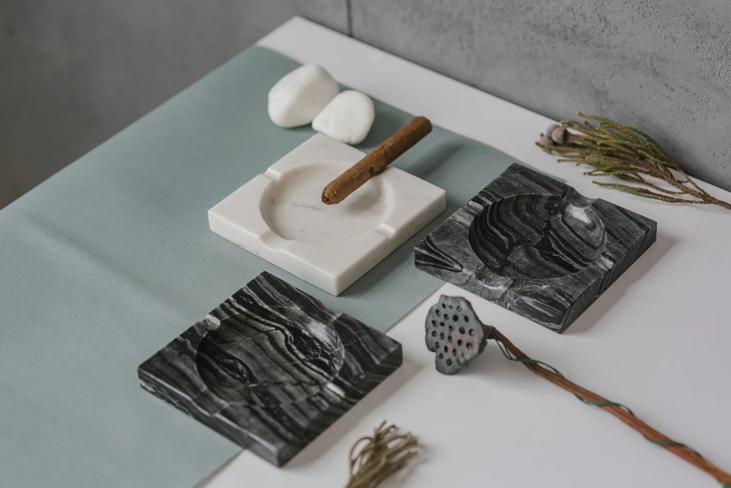 A stylish square marble ashtray