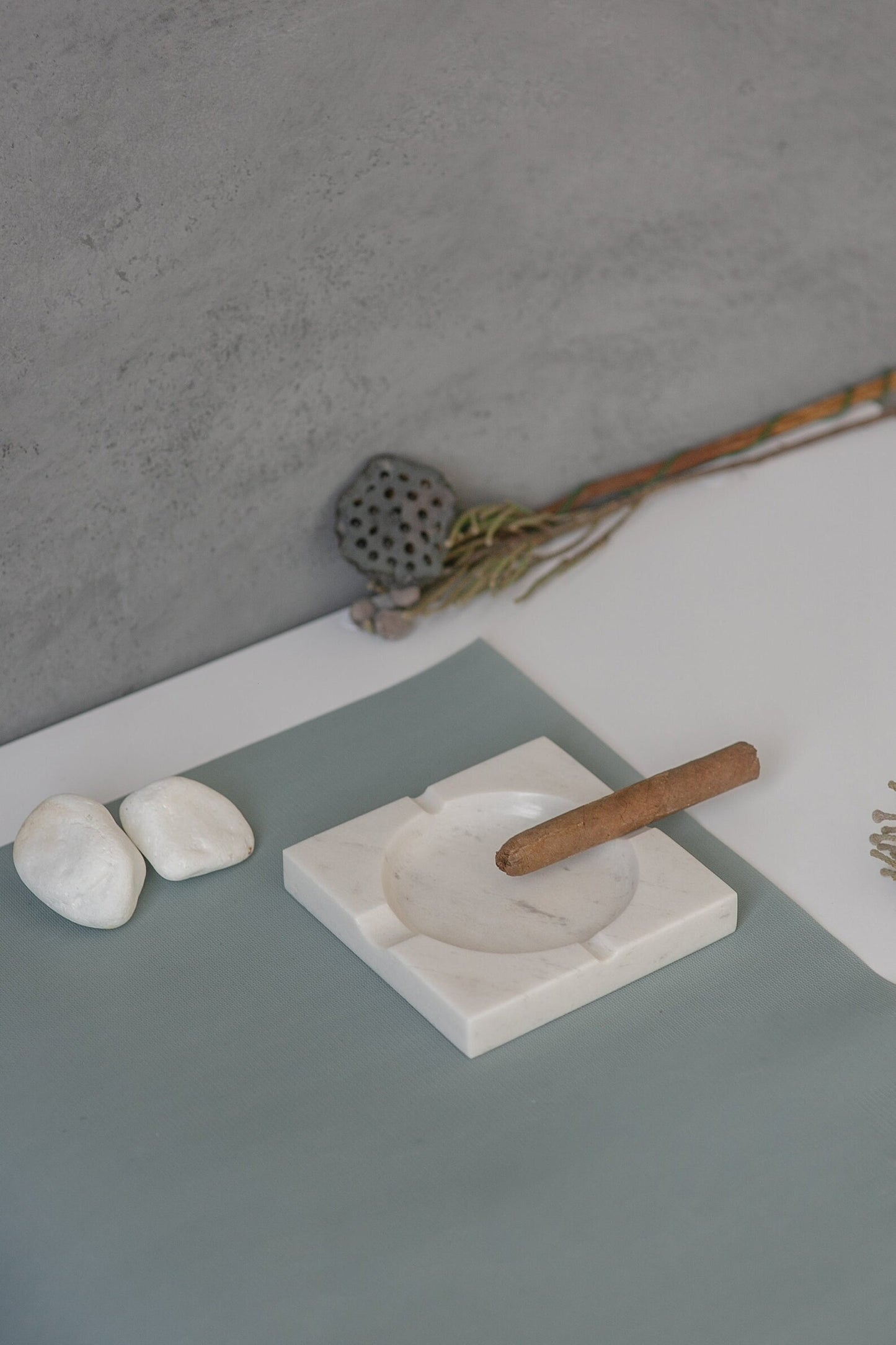 A stylish square marble ashtray